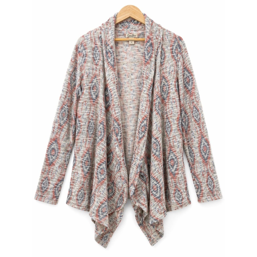 Lucky‎ Brand Southwest Boho Cardigan Open Front Tribal Knit Large